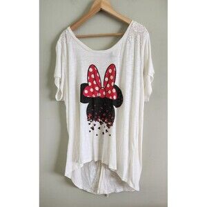 Minnie Mouse Need More Bows Disney Womens White tied back side Graphic T Shirt